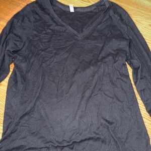 Old Navy plus Black Long Sleeve V-Neck Top
